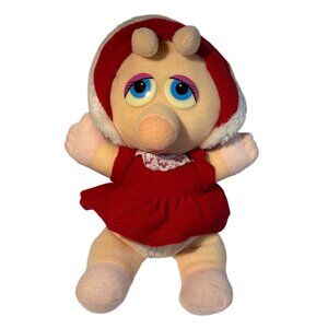 Baby Miss Piggy Plush Doll Jim Henson 1987 Red Dress & Hood 10"